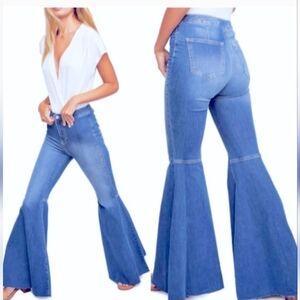 Free People Just Float On Bell Bottom Flare Jeans Blue Inseam 26"× 33" Hippie
